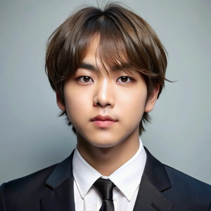 make the photo similar like BTS'V (Korean idol), more chubby on the face