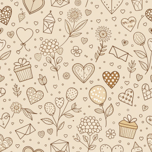 valentine day minimalist doodles for seamless pattern tile, light background