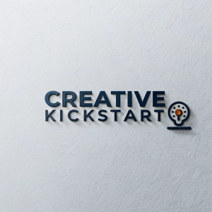 Creative Kickstart logo featuring a sleek, minimalist design with dark hues against a light gray backdrop. Combines text and a simple icon with emphasis on clean typography.