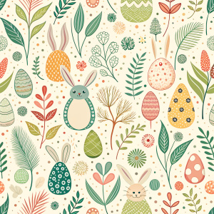 easter minimalist doodles seamless pattern tile, white ground