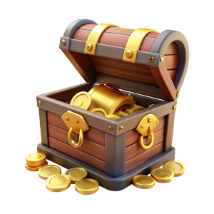 https://app.recraft.ai/community?imageId=a6a677cf-26d0-499c-a397-0e5cbbf4a9b4 open pirate chest with gold and treasure