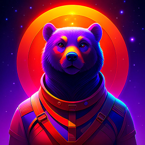 realistic grizzly astronaut in the space, the style of retrofuturism.

