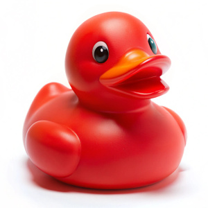 red rubber duck isolated on white background

