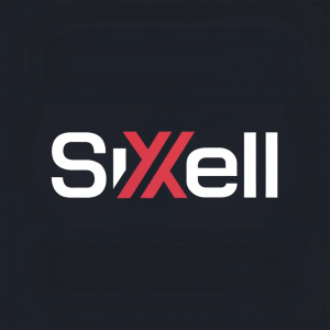 A sleek, modern logo for 'Sixell'. The brand name in bold, minimalist font in shades of red and black.