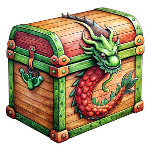 wooden dragon chest, Chinese New Year