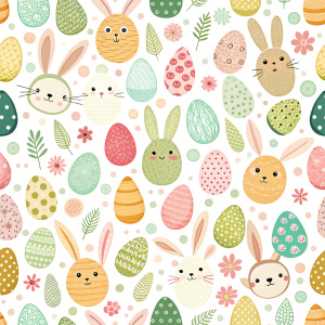 easter minimalist doodles seamless pattern tile, white ground