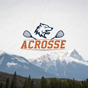 Logo for the Gray Wolves Lacrosse team. Mountain silhouette with the word 'ACROSSE' in bold orange font. Clean, minimalist design on a white backdrop.