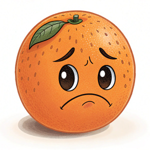 An orange frowning emoji, with a downturned mouth and furrowed eyebrows.