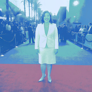Kea Wong at the X2: X-Men United premiere. Asian actress, smiling, dressed in a white blazer and skirt. Event setting is a bustling outdoor red carpet with a crowd of fans and paparazzi.