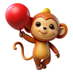 cute monkey holding a balloon