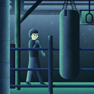 Kenichi Shirai from *Hajime no Ippo*, intense facial expression, gym setting