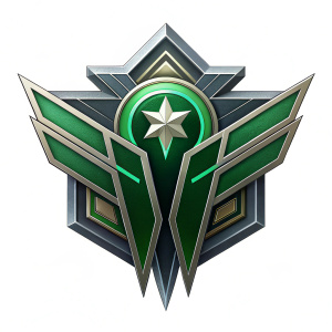Futuristic digital logo for StarCraft II: Legacy of the Void. Centered emblem with green and metallic tones. Modern design against a plain white backdrop.