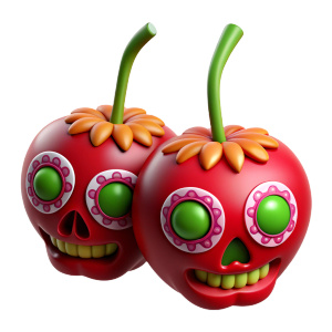 cherries with day of dead stylization
