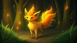 golden hair fox, fire forest