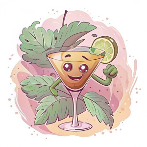 Cute Martini glass character 