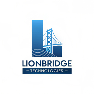 Logo for LionBridge Technologies, modern and sleek design with shades of blue