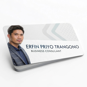Business Card Design for Erfin Priyo Tranggono. Modern layout with professional portrait.