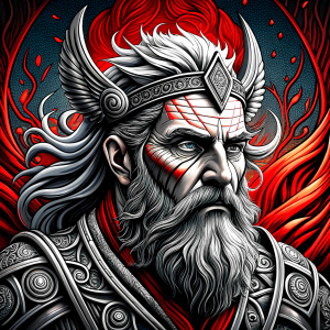 god odin perfect realistic art, high-definition, high-definition grey and black, white background 