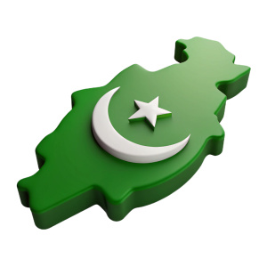 pakistan map 3d, colored with pakistan flag colors