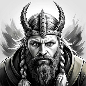 viking ragnar perfect realistic art, high-definition, high-definition grey and black, white background 