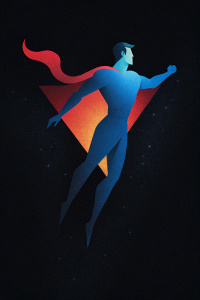 superman, flying horisontal, retro style