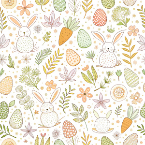 easter minimalist doodles seamless pattern tile, white ground