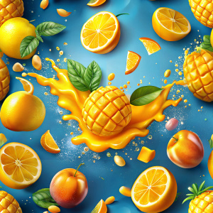 mango and orange slices with a splash of juice