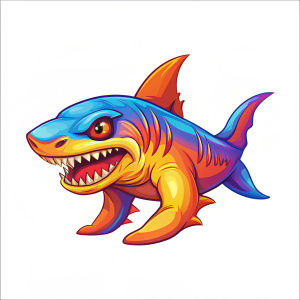 Goblin Shark, full body, side view, mascot cartoon character isolated on white background
