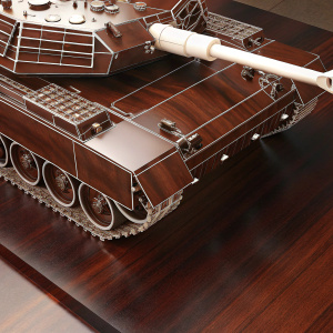 Detailed 3D rendering of a modern tank, the Leopard 2A4 EVO. This advanced model showcases intricate features and design elements in a sleek, realistic depiction.