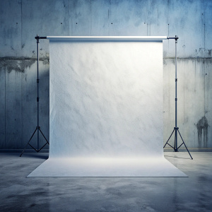 white blank backdrop, white stand on a smooth grunge concrete background and