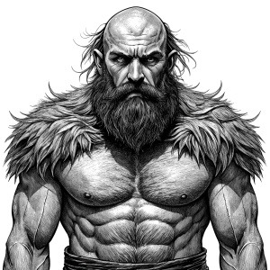 Nordic Ymir Primeval - Prehistoric Giant - perfect realistic art, high-definition grey and black, white background tattoo design