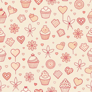 valentine day minimalist doodles for seamless pattern tile, light background