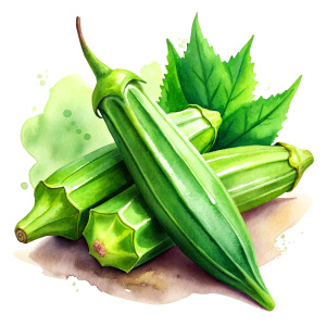 watercolor okra