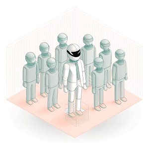 vr cybor speaking to group of workers