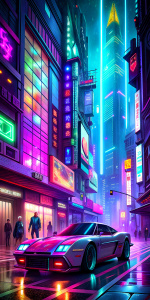 cyberpunk neon colours game style