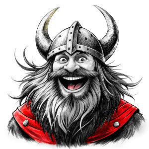 happy viking perfect realistic art, high-definition, high-definition grey and black, white background 