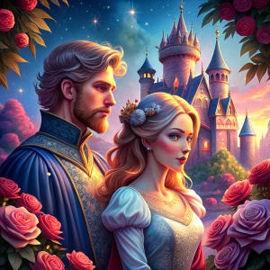 Queen and king couple together in the castle