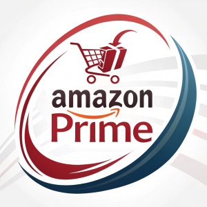 New logo for Amazon Prime. Red and white colors, sleek design. Prominently displayed name. Visually appealing.