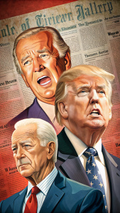 se Trump and Biden's facial expressions to depict different reactions to breaking news events