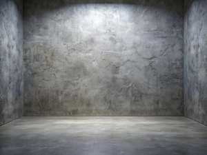 Gray cement room walls