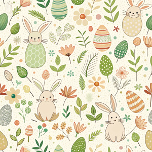 easter minimalist doodles seamless pattern tile, white ground