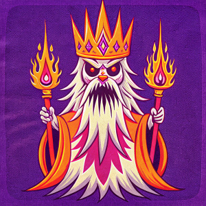 lightning shaped nose . adventure time Ice King. Evil sorcerer . Purple sorcerer 