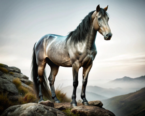 wild Horse, transparent background, very realistic, very detailed, flawless, hyper realistic, wide shot, 35mm, 4k