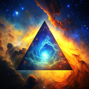 Perfect triangle, with texture of the inner universe inside the triangle