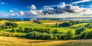 272) View over a nature field in Avno in Denmark on a sunny summer day
