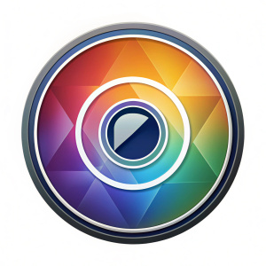 Round camera logo   on white background
