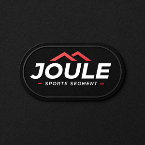Modern logo design for Joule. Black background. Brand name 'Joule Sports Segment' in sleek, minimalist font.