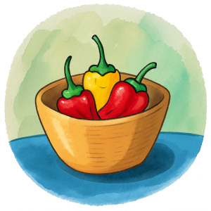 Baked pepper salad