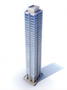 draw a tall building isolated on white background, top angle