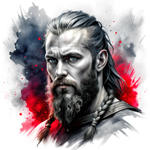 viking ragnar perfect realistic art, high-definition, high-definition grey and black, white background 